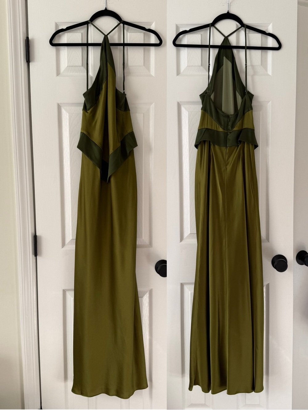 Reformation Jillian Silk Halter Neck Maxi Dress Pear Green - Picture 3 of 14